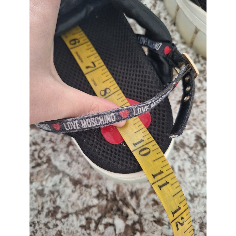 Moschino Black Red Logo Tape Platform Sandals Women's Sz 40/9.5 US - Picture 8 of 9